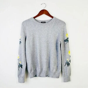 T.I.M.I.N.G. Gray Long Sleeve Knit Sweater With Yellow Floral Detail‎ Size Large